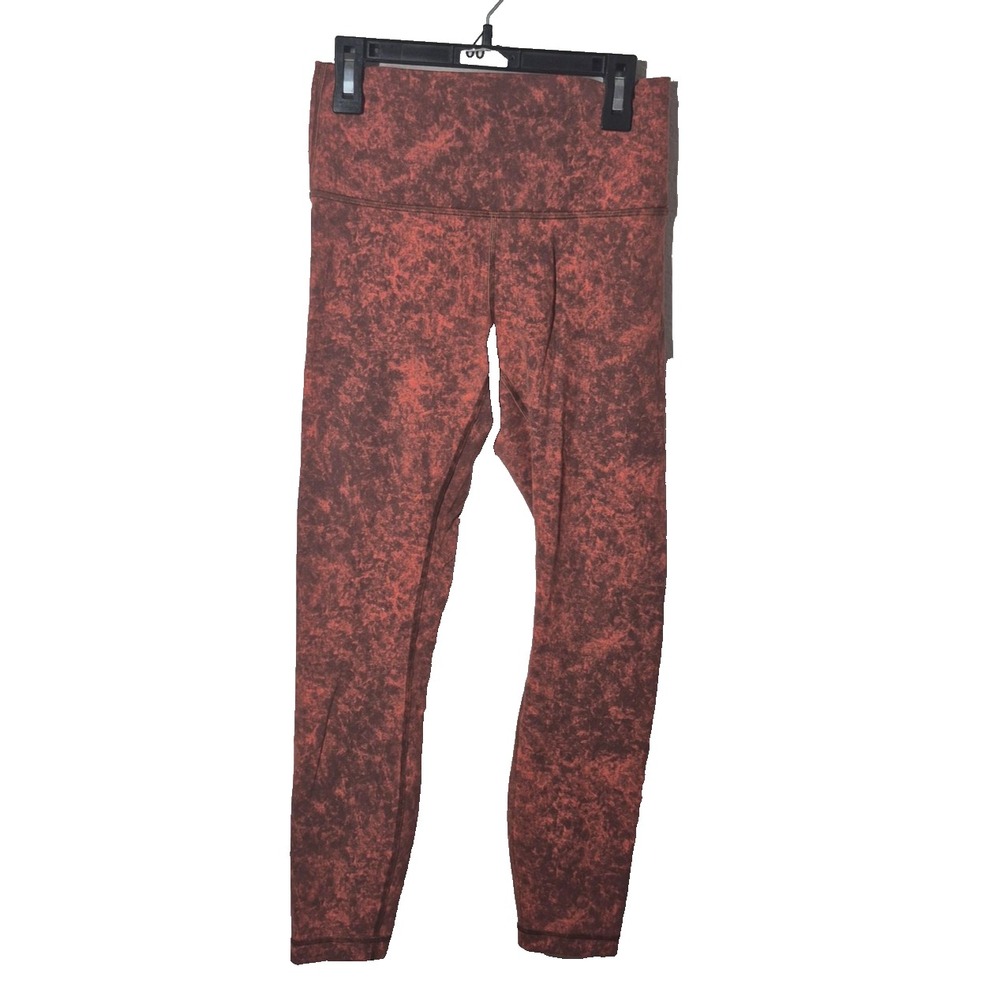 Lululemon Pants Womens 6 Red Black High Rise Leggings Yoga‎ Athletic Ankle Print